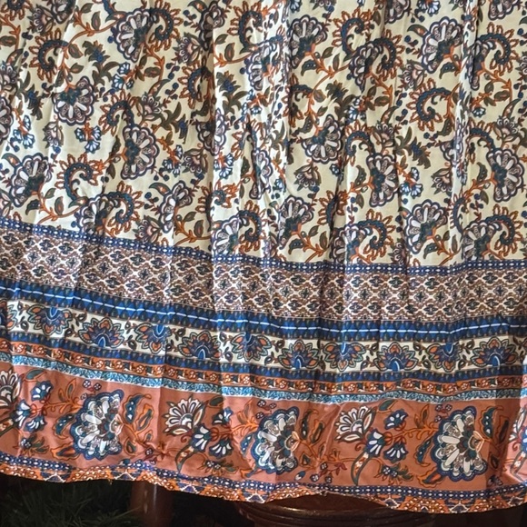NWT-Bohemian Floral Maxi Dress with Orange and Blue Accents - Picture 9 of 13